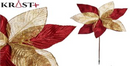 Krist - Christmas flower 40cm With nice details - Gold &amp; Red
