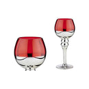 Giftdecor - 0,3m Lysholder i glas sølv & rød top
