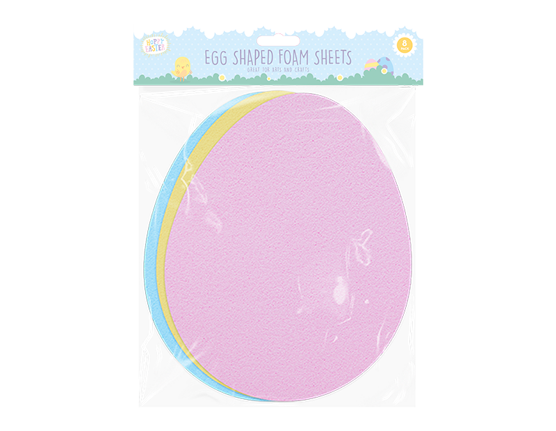 Hoppy Easter - ægformet skumfigur 20cm pink blå og gul 8stk 