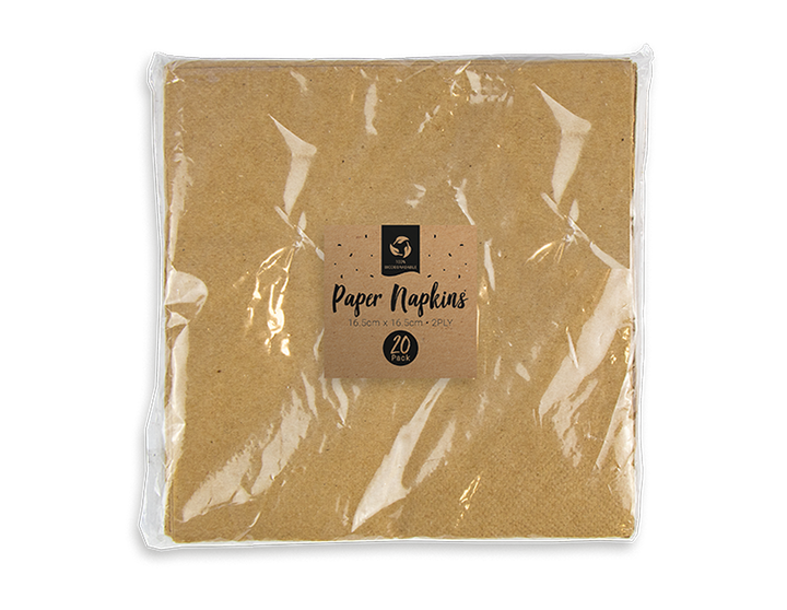 Miljøvenlige papirservietter 16,5x16,5 2lags 20stk