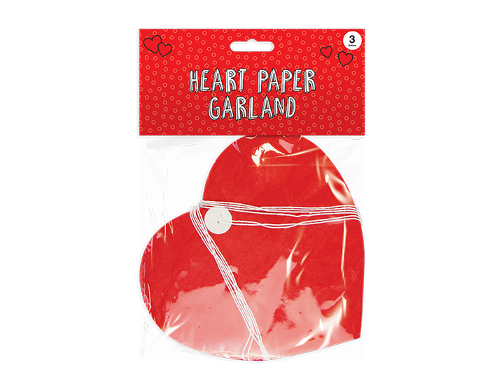 Hjerteformet garlende 3meter x20cm rød